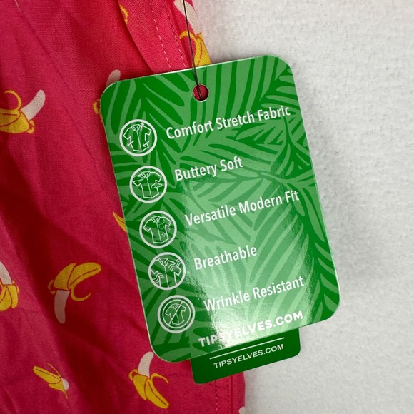 NEW Tipsy Elves Hawaiian Shirt Mens Large Pink Banana AOP Short Sleeve Button Up - Picture 7 of 11